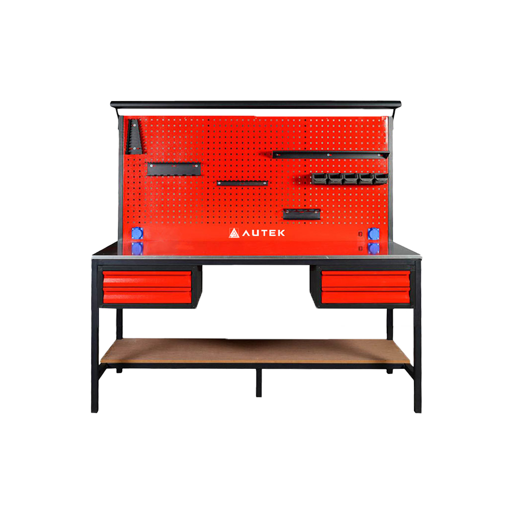 Autek Çalışma Tezgâhı 4 Çekmeceli 1.85m Kırmızı