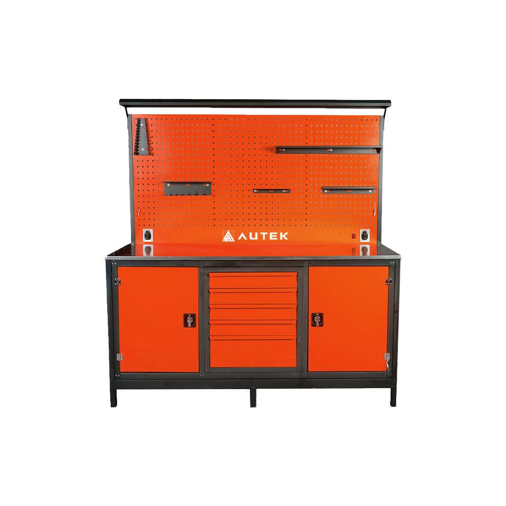 Autek Çalışma Tezgâhı 5 Çekmeceli 2 Dolaplı 1.85m Kırmızı