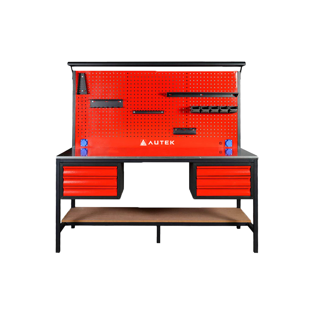 Autek Çalışma Tezgâhı 6 Çekmeceli 1.75m Kırmızı