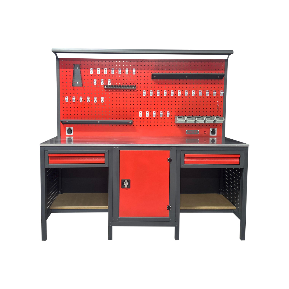 Autek Çalışma Tezgâhı 2 Çekmeceli 1 Dolaplı 2m Kırmızı