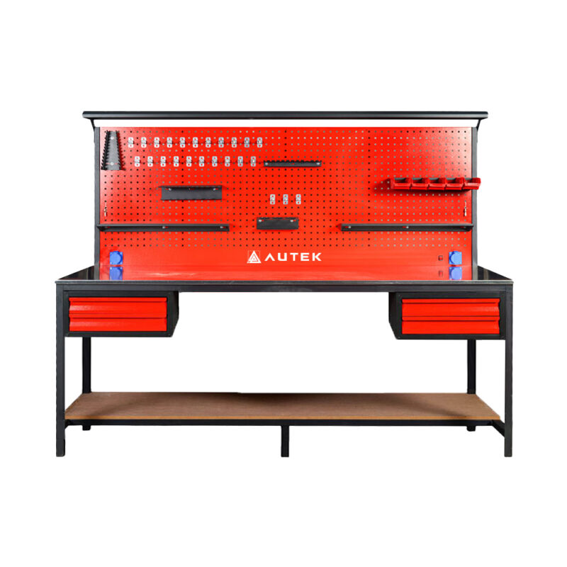 Autek Çalışma Tezgâhı 4 Çekmeceli 2.40m Kırmızı