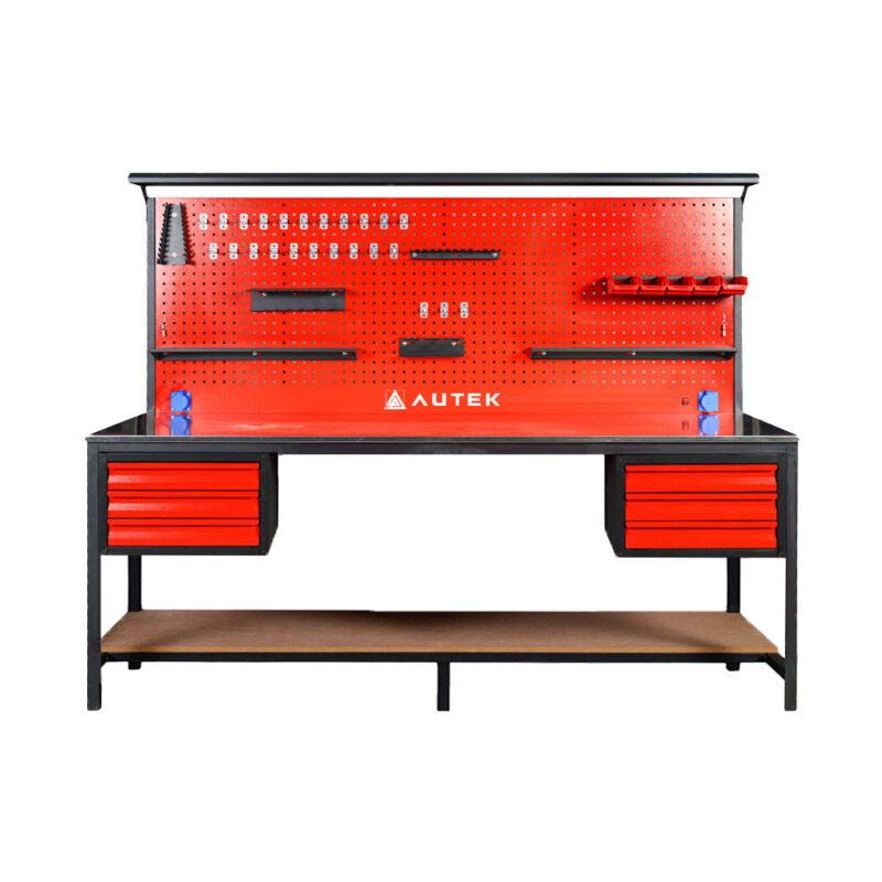 Autek Çalışma Tezgâhı 6 Çekmeceli 2.40m Kırmızı