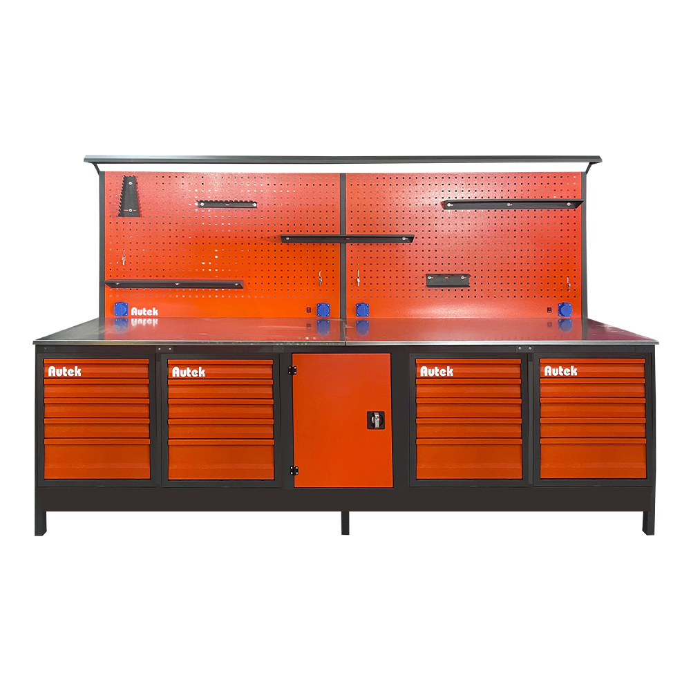 Autek Çalışma Tezgâhı 20 Çekmeceli 1 Dolaplı 3m Kırmızı