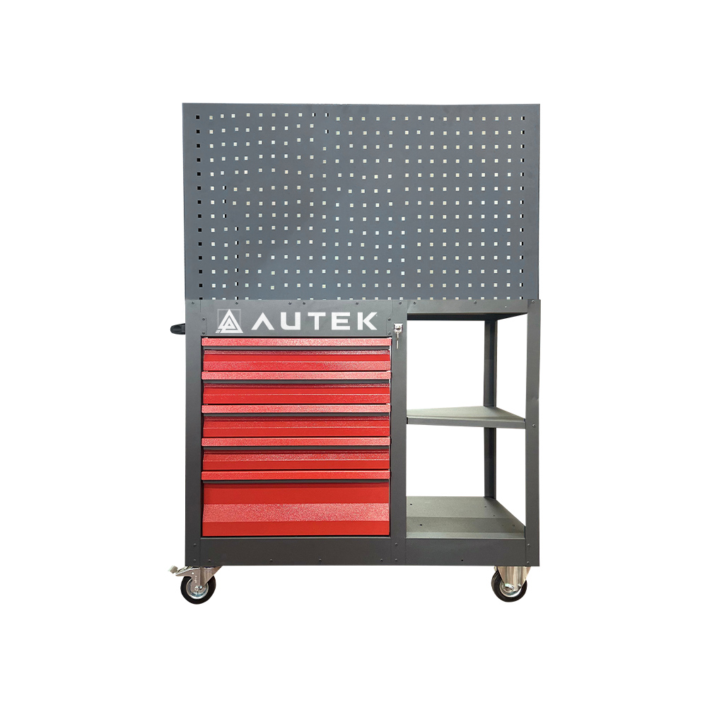 Autek 5 Çekmeceli Raflı-Panolu Takım Arabası Kırmızı